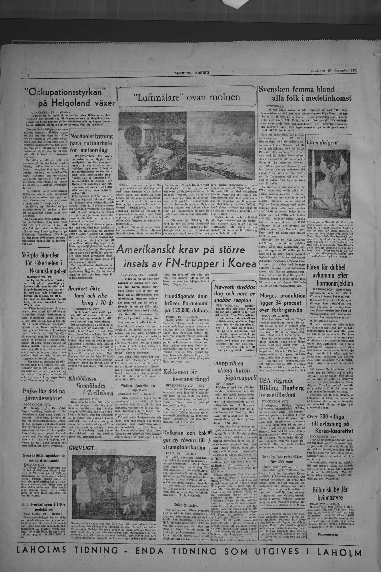 Laholms Tidning Fredag 29 december 1950, sida 6