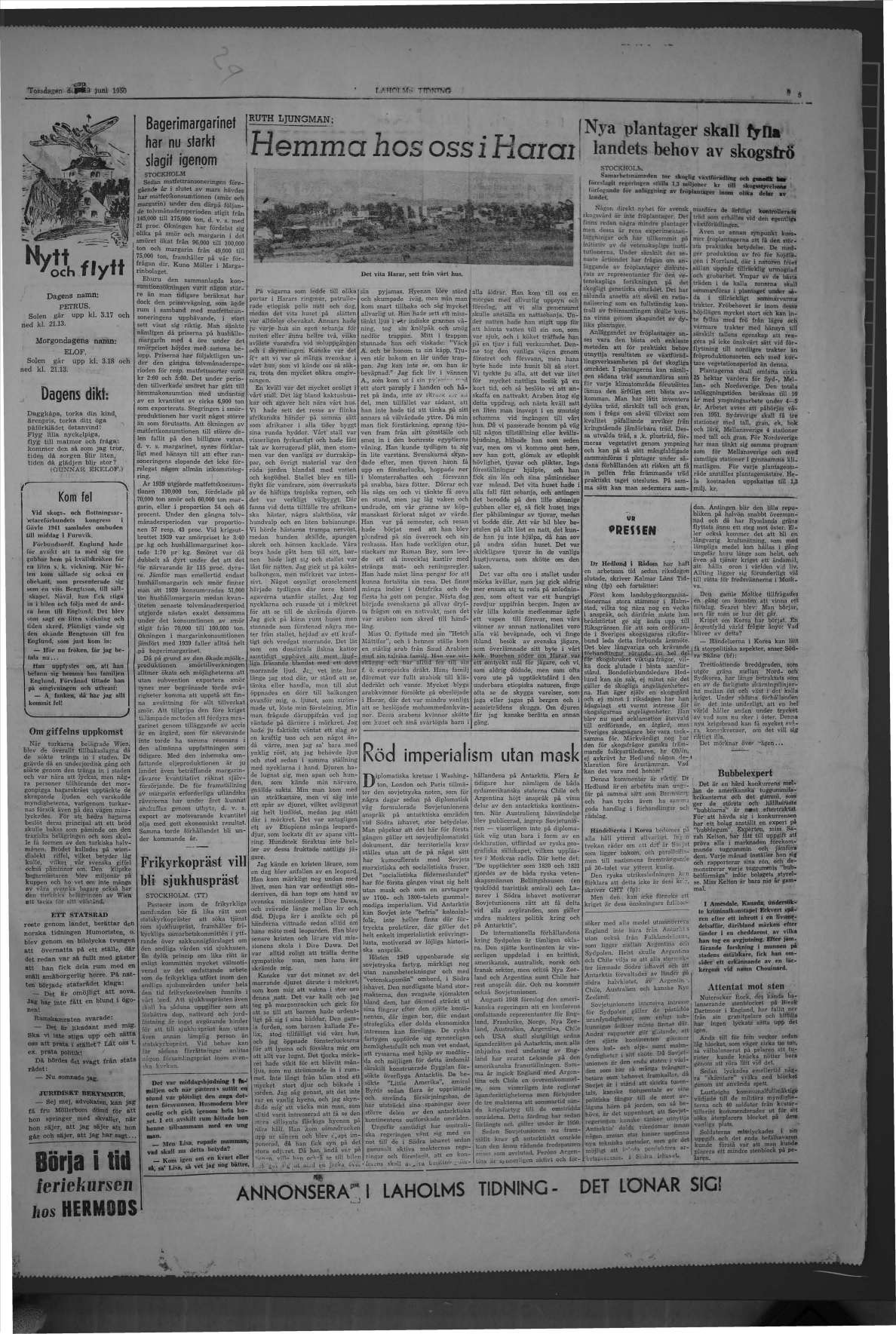 Laholms Tidning Torsdag 29 juni 1950, sida 5