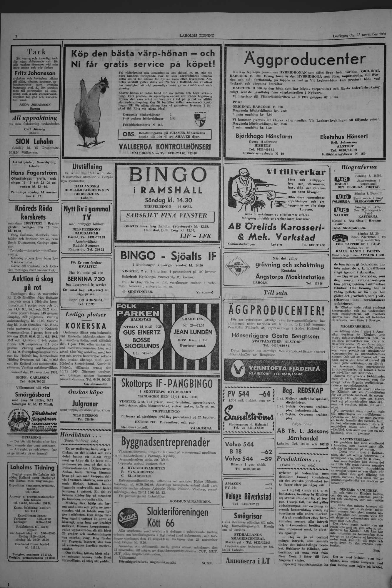 Laholms Tidning Lördag 13 november 1965, sida 2