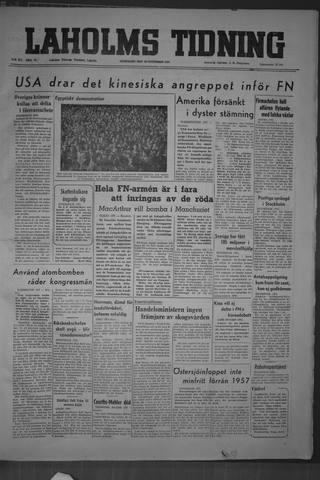 Förstasidan, Onsdag 29 november 1950