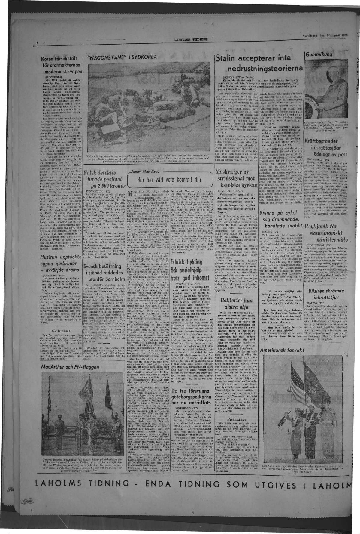 Laholms Tidning Torsdag 3 augusti 1950, sida 6