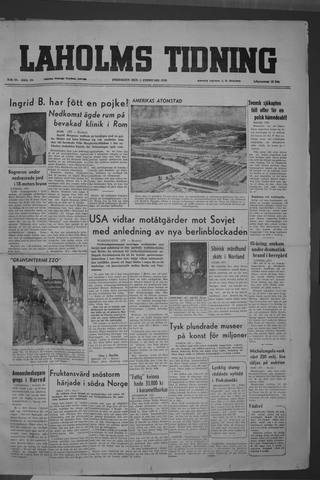 Förstasidan, Fredag 3 februari 1950