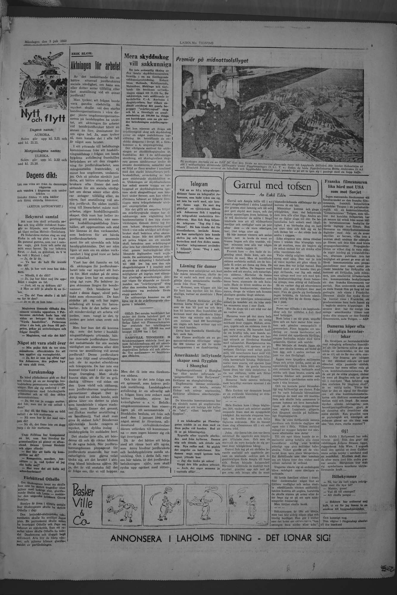 Laholms Tidning Måndag 3 juli 1950, sida 5