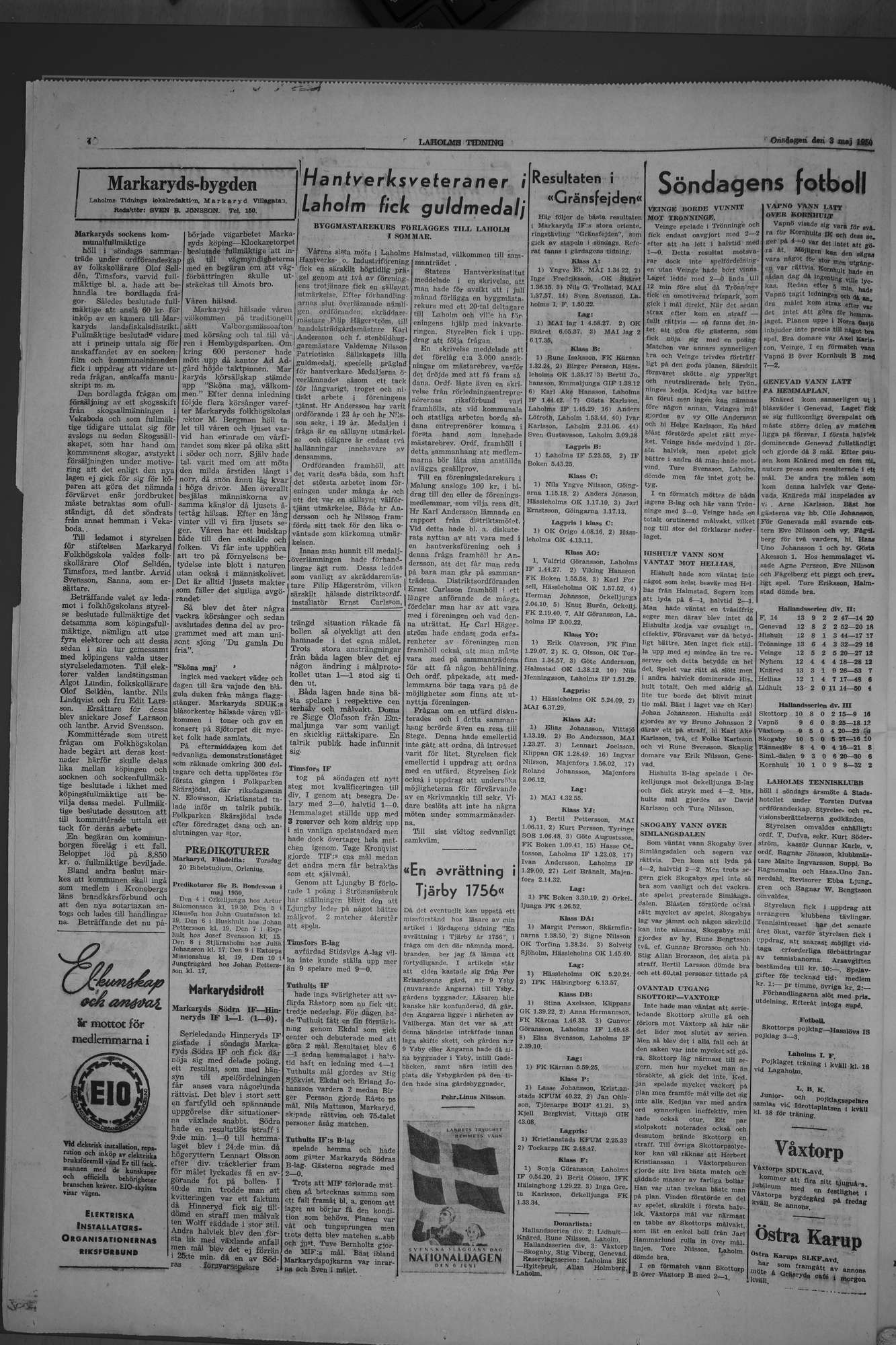 Laholms Tidning Onsdag 3 maj 1950, sida 4
