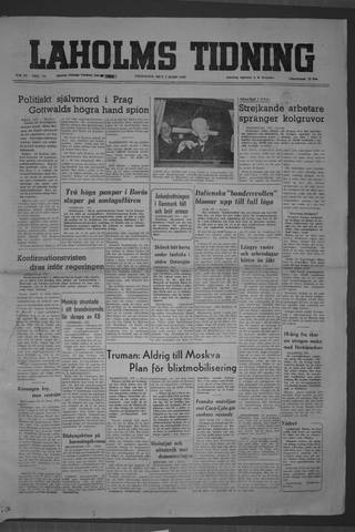 Förstasidan, Fredag 3 mars 1950