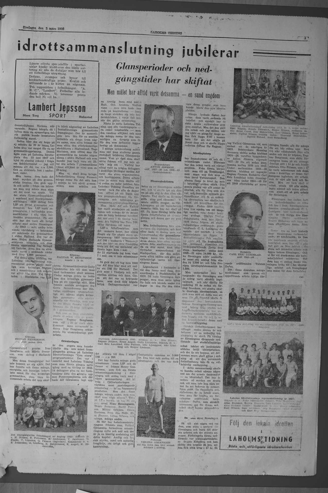 Laholms Tidning Fredag 3 mars 1950, sida 5