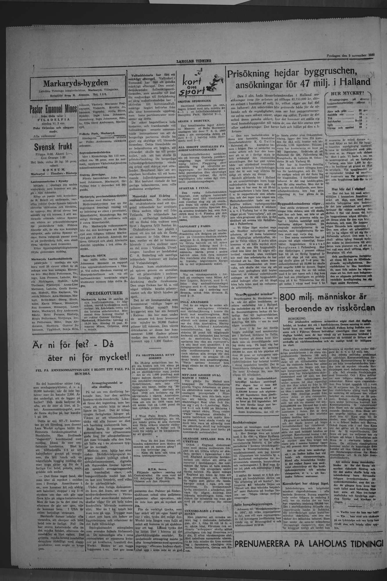 Laholms Tidning Fredag 3 november 1950, sida 4