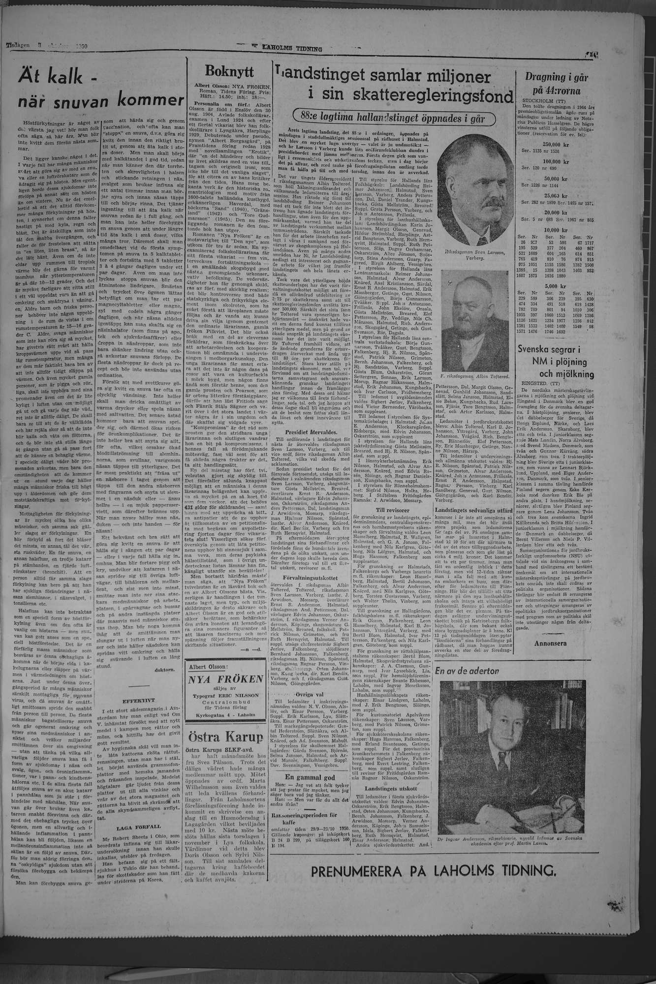 Laholms Tidning Tisdag 3 oktober 1950, sida 5