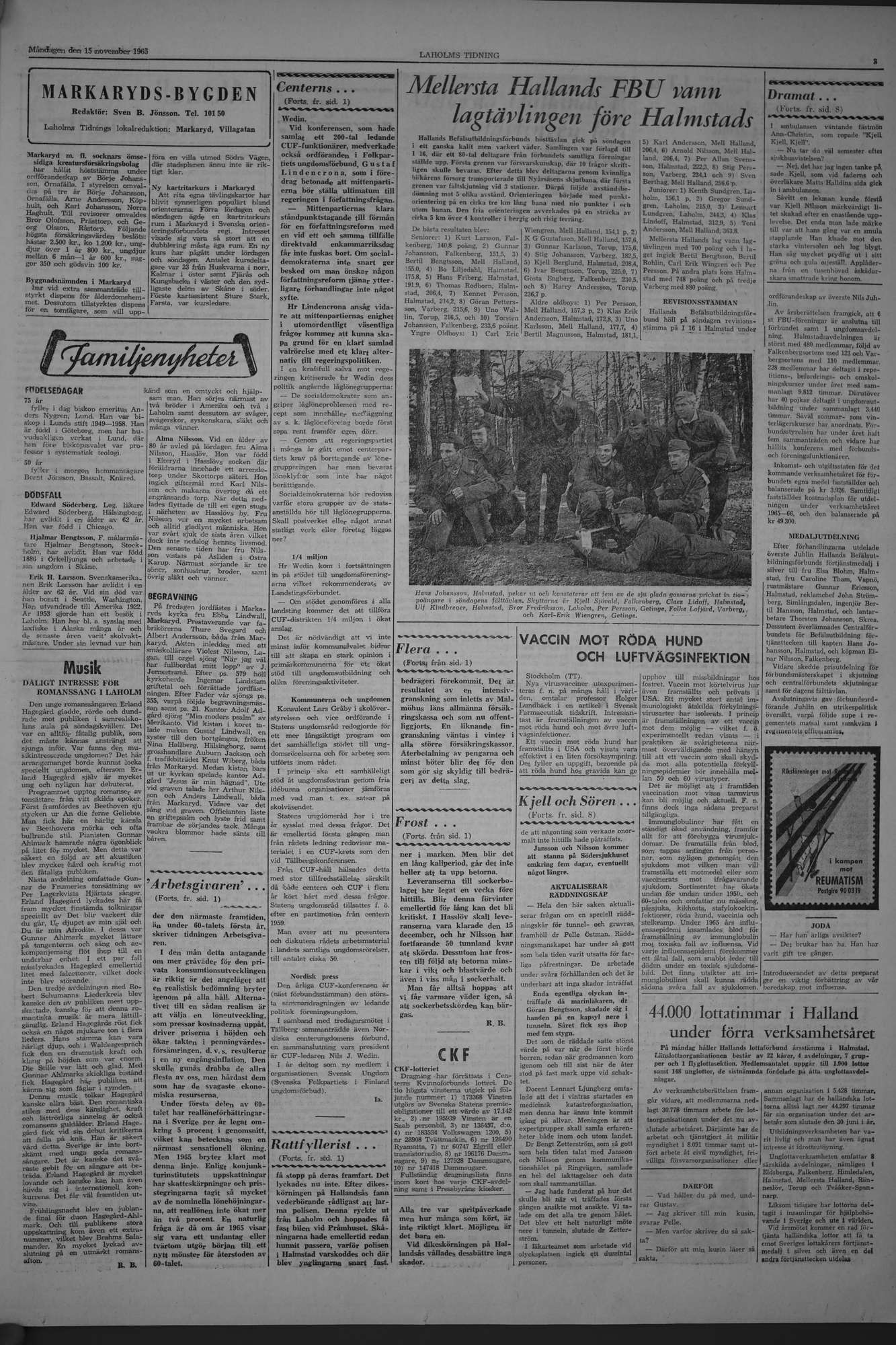 Laholms Tidning Måndag 15 november 1965, sida 3