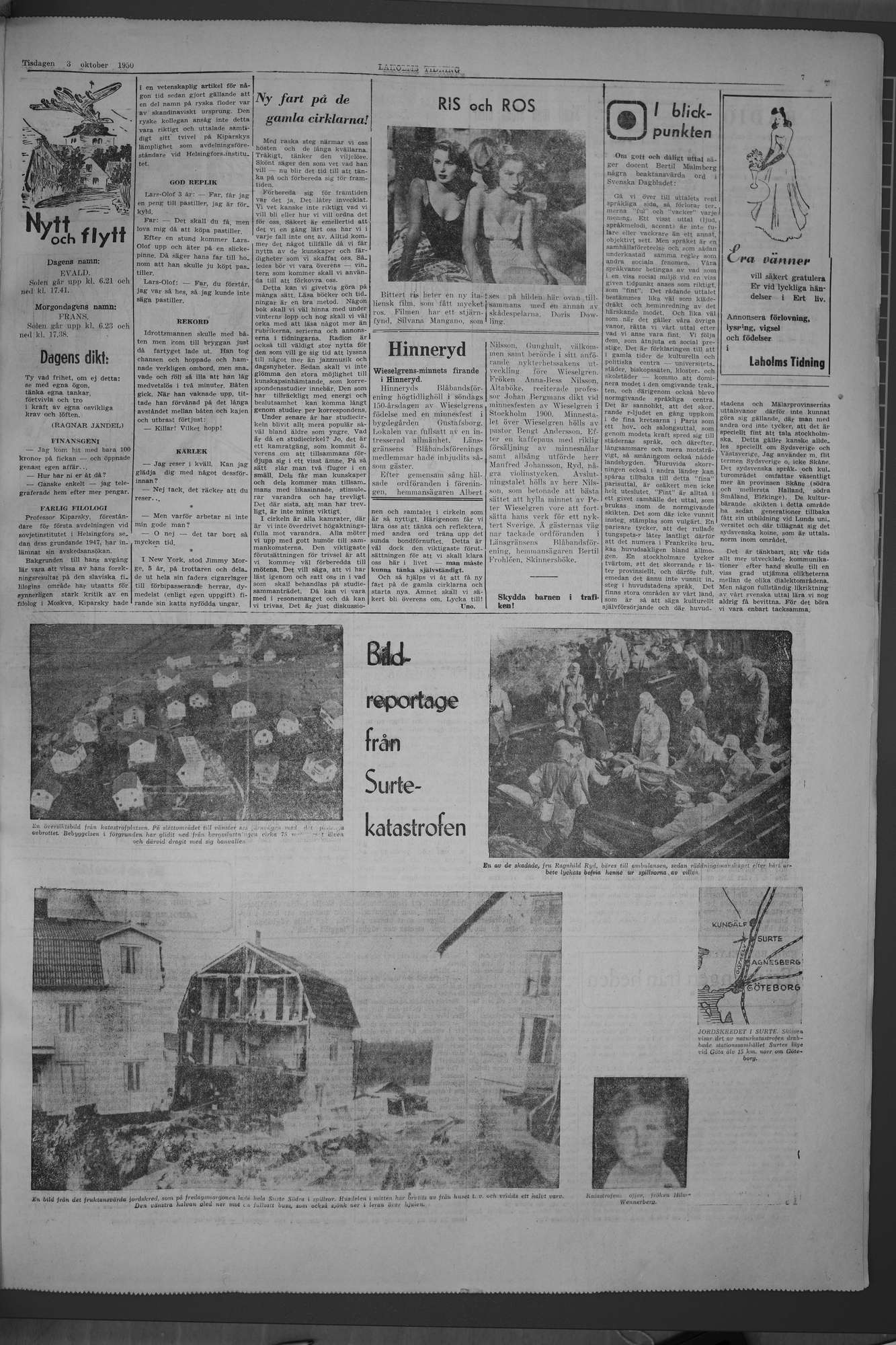 Laholms Tidning Tisdag 3 oktober 1950, sida 7