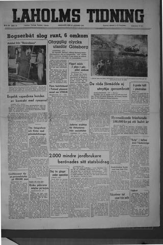 Förstasidan, Onsdag 30 augusti 1950