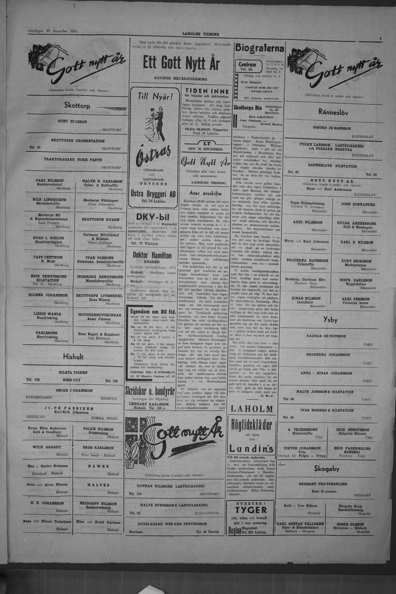 Laholms Tidning Lördag 30 december 1950, sida 3