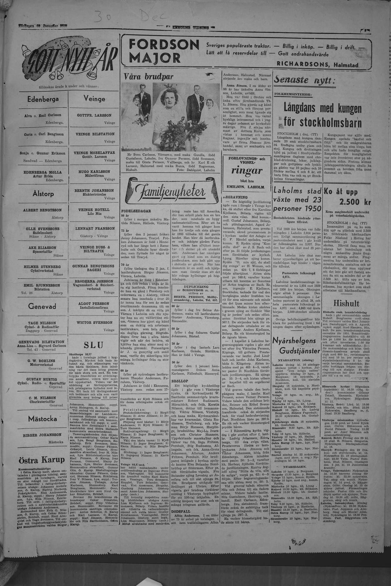 Laholms Tidning Lördag 30 december 1950, sida 5