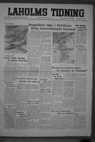 Förstasidan, Fredag 30 juni 1950