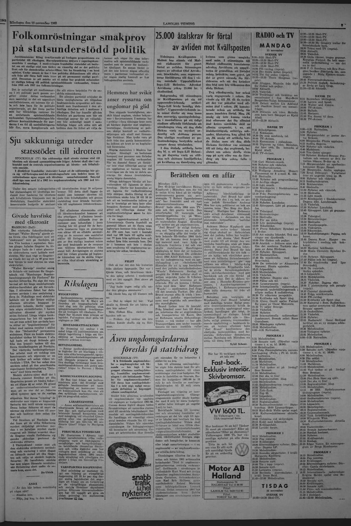 Laholms Tidning Måndag 15 november 1965, sida 7