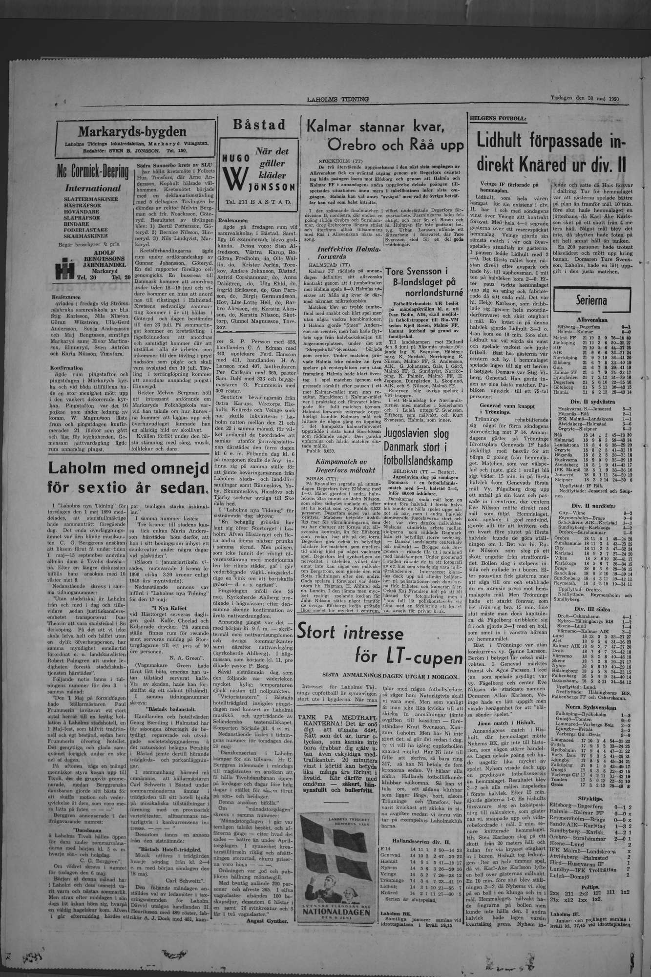 Laholms Tidning Tisdag 30 maj 1950, sida 4