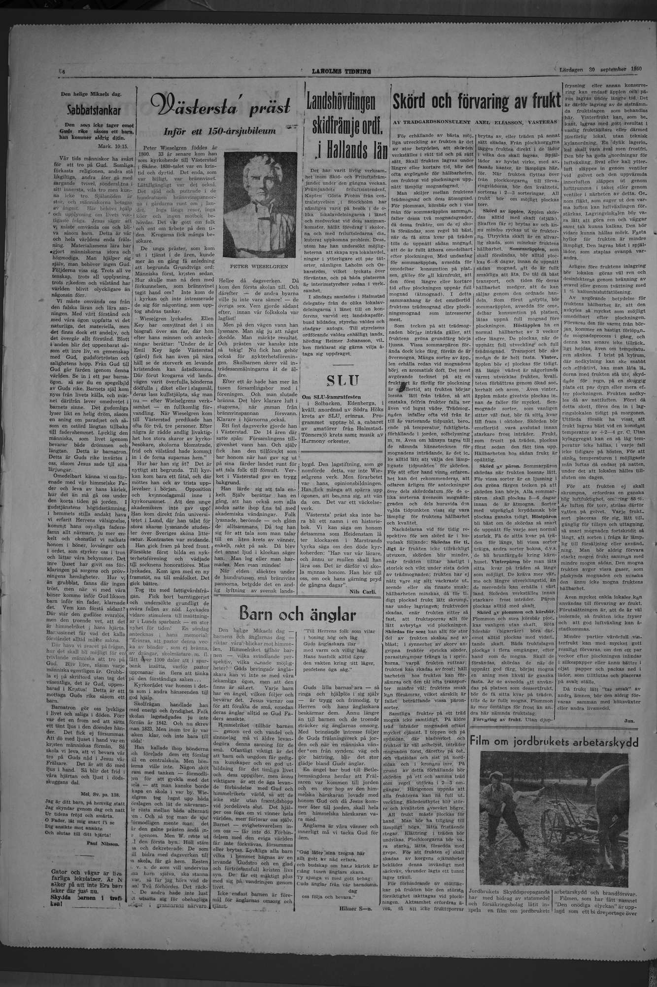 Laholms Tidning Lördag 30 september 1950, sida 6
