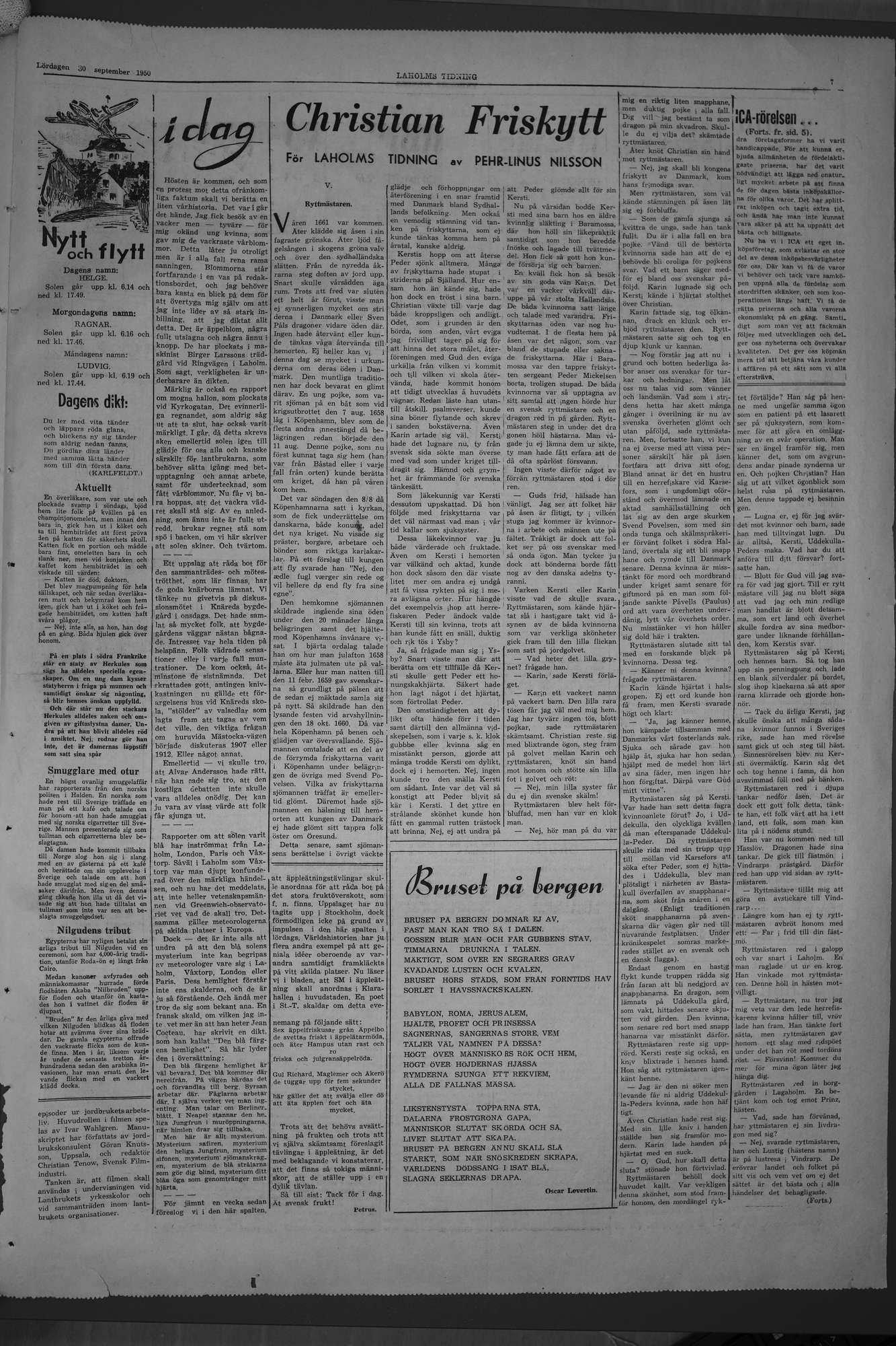 Laholms Tidning Lördag 30 september 1950, sida 7