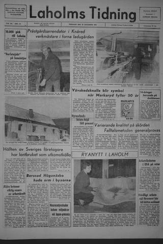 Förstasidan, Tisdag 16 november 1965