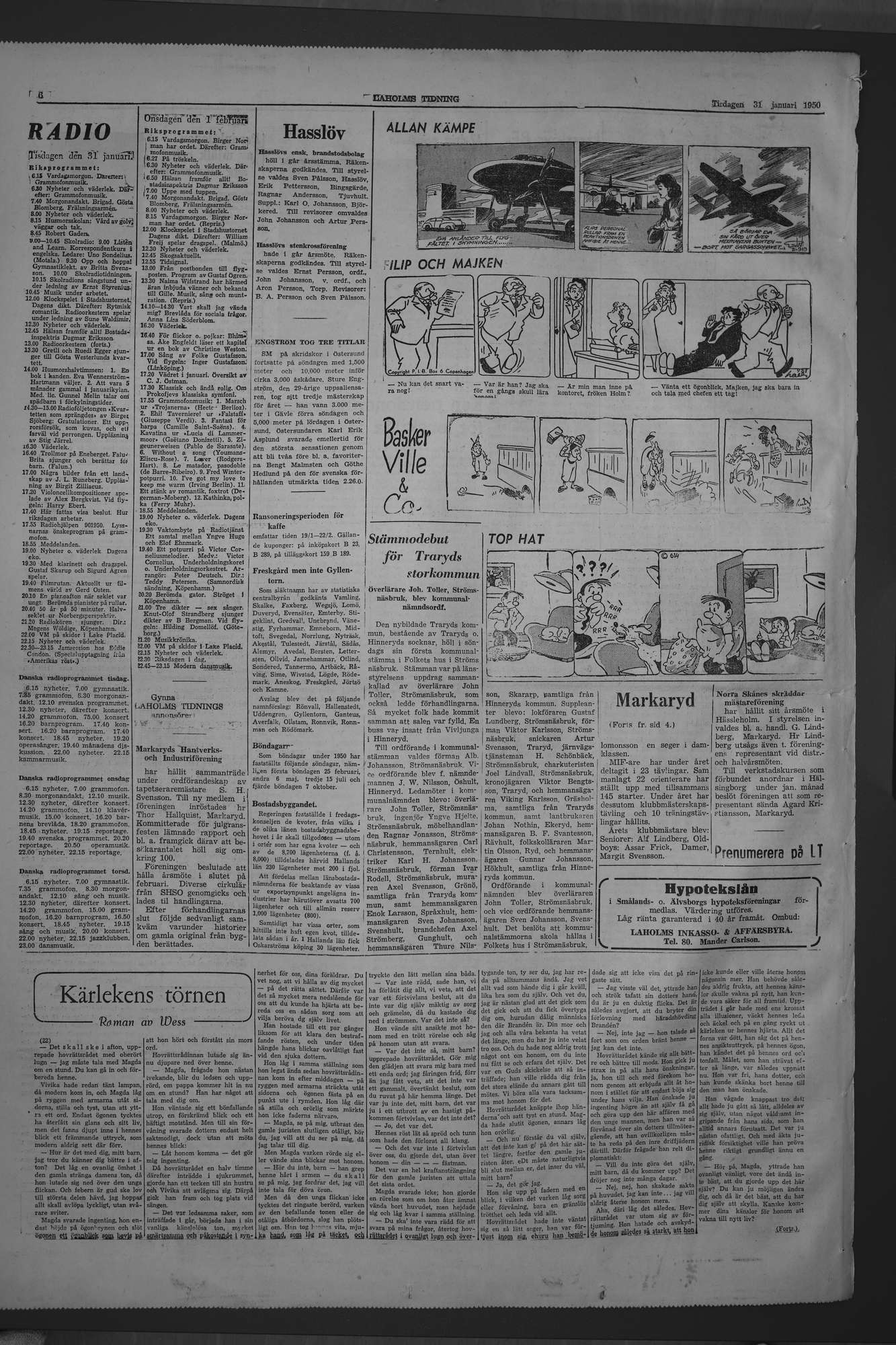 Laholms Tidning Tisdag 31 januari 1950, sida 6