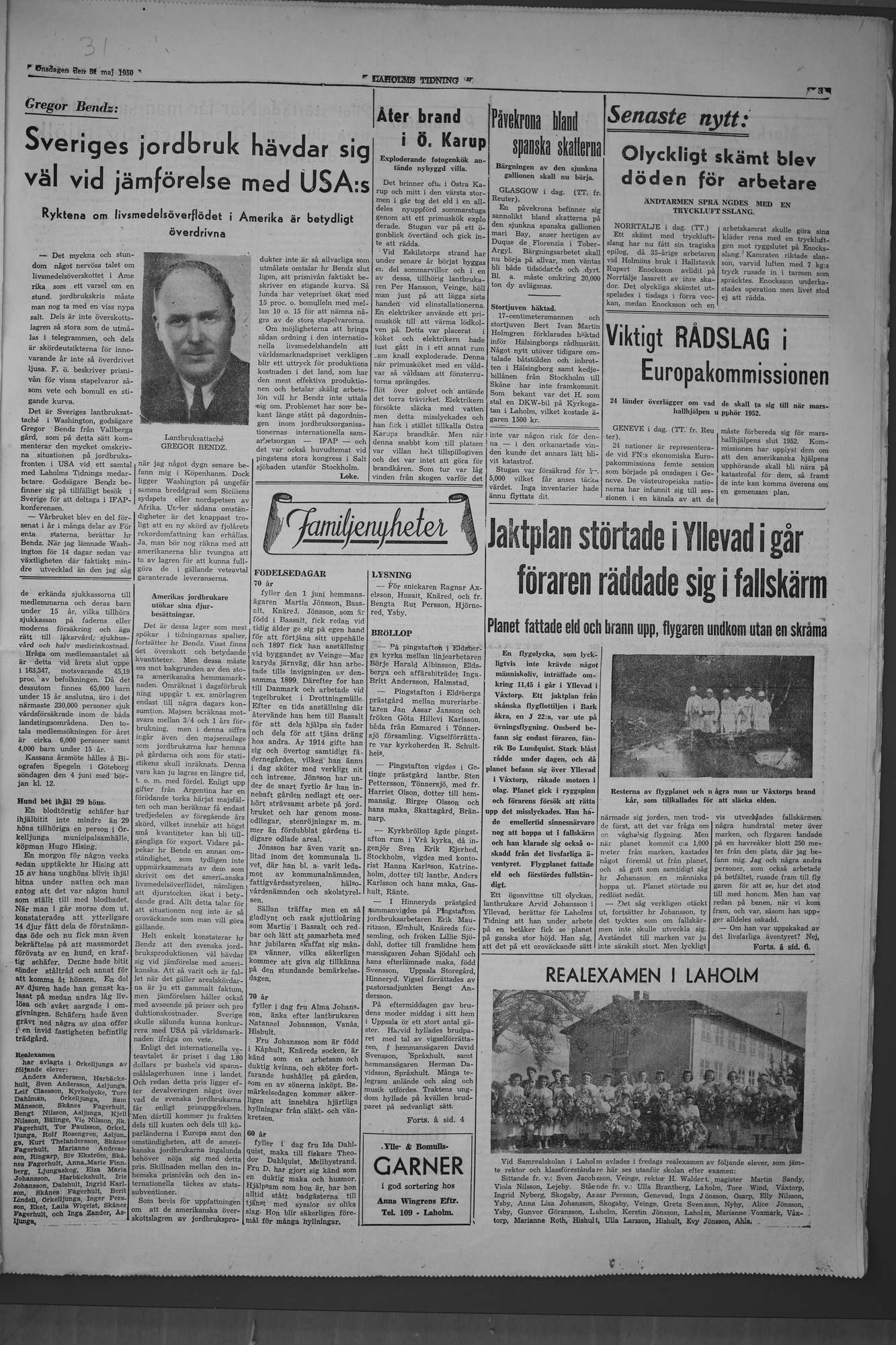 Laholms Tidning Onsdag 31 maj 1950, sida 3