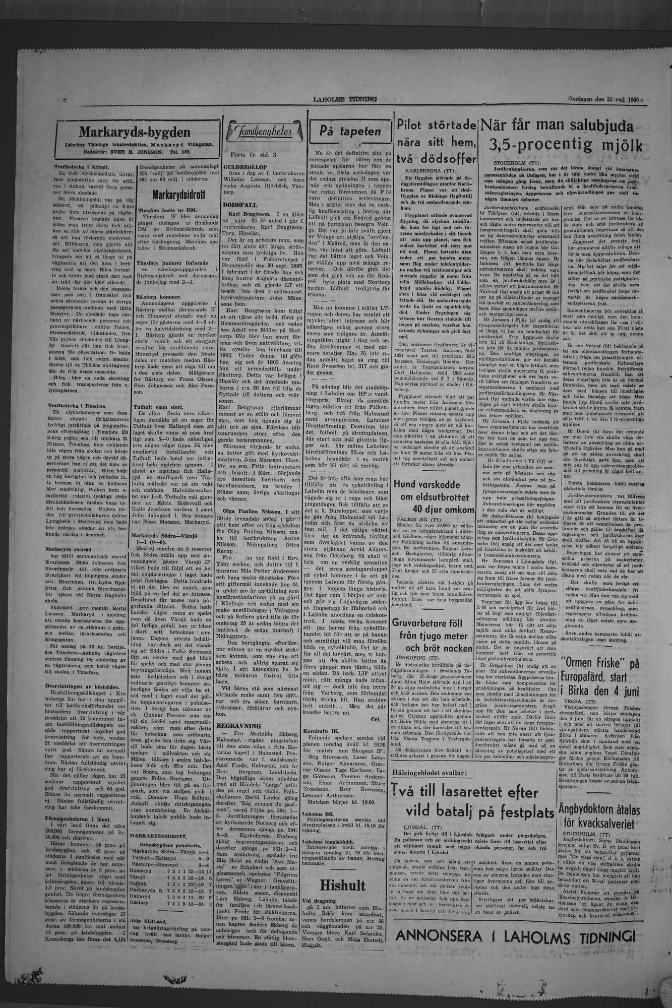 Laholms Tidning Onsdag 31 maj 1950, sida 4