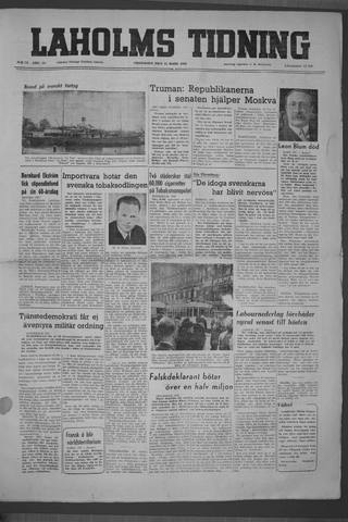 Förstasidan, Fredag 31 mars 1950