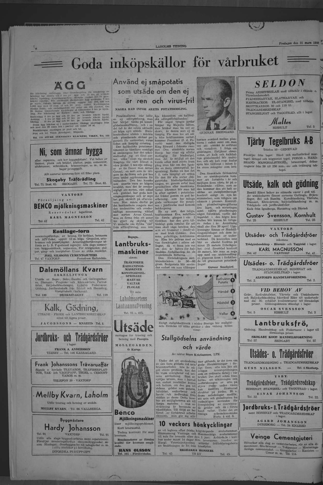 Laholms Tidning Fredag 31 mars 1950, sida 6