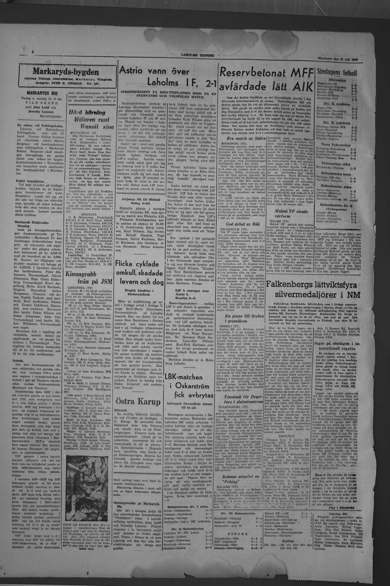 Laholms Tidning Måndag 31 juli 1950, sida 4