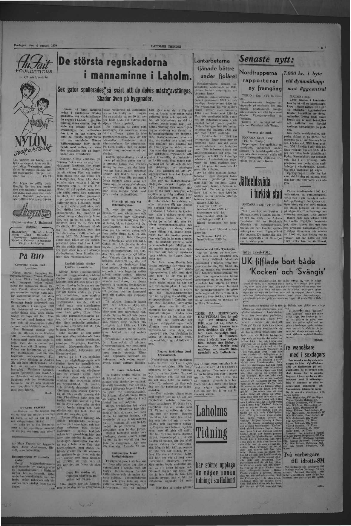 Laholms Tidning Fredag 4 augusti 1950, sida 3