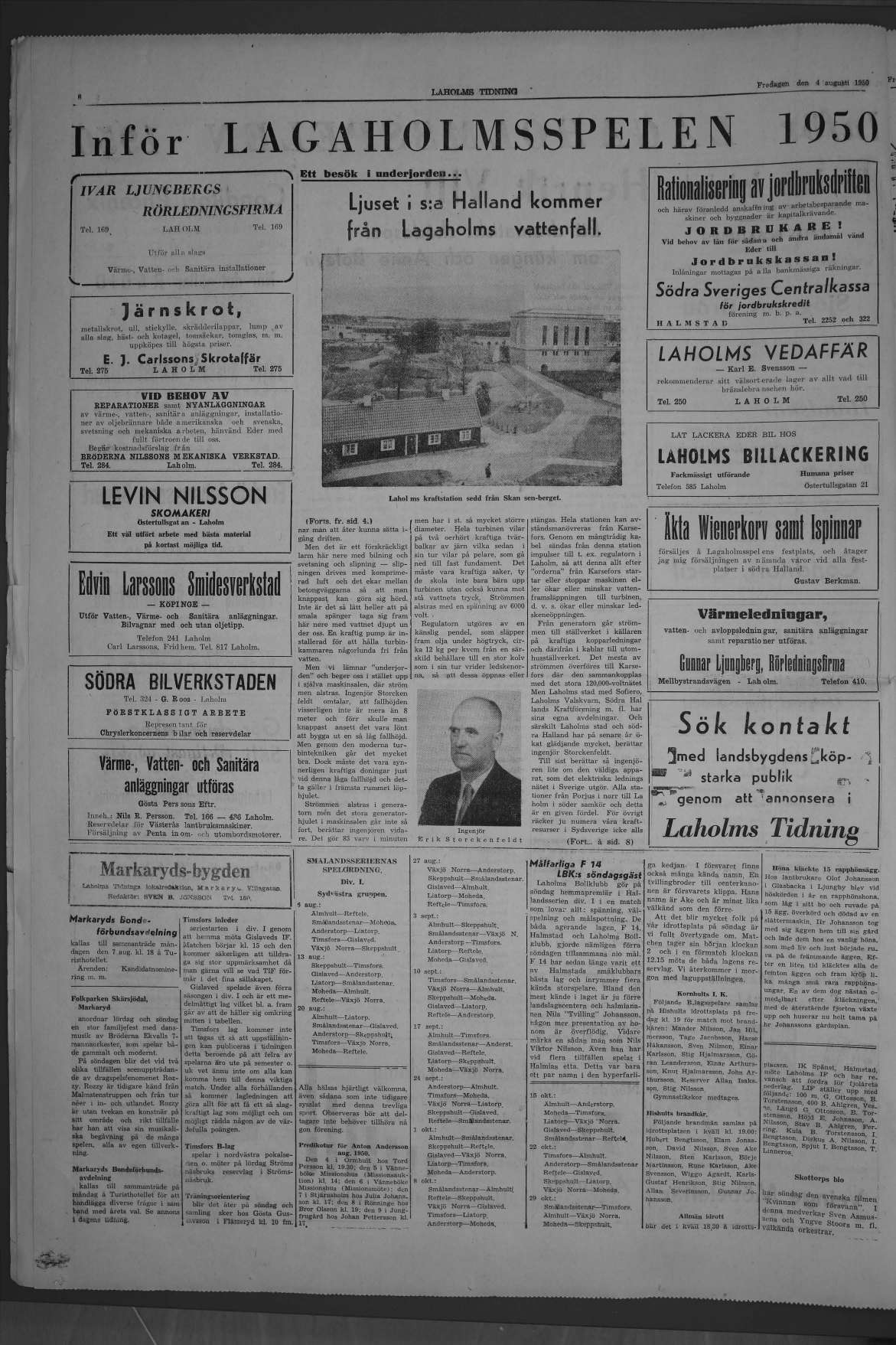 Laholms Tidning Fredag 4 augusti 1950, sida 6