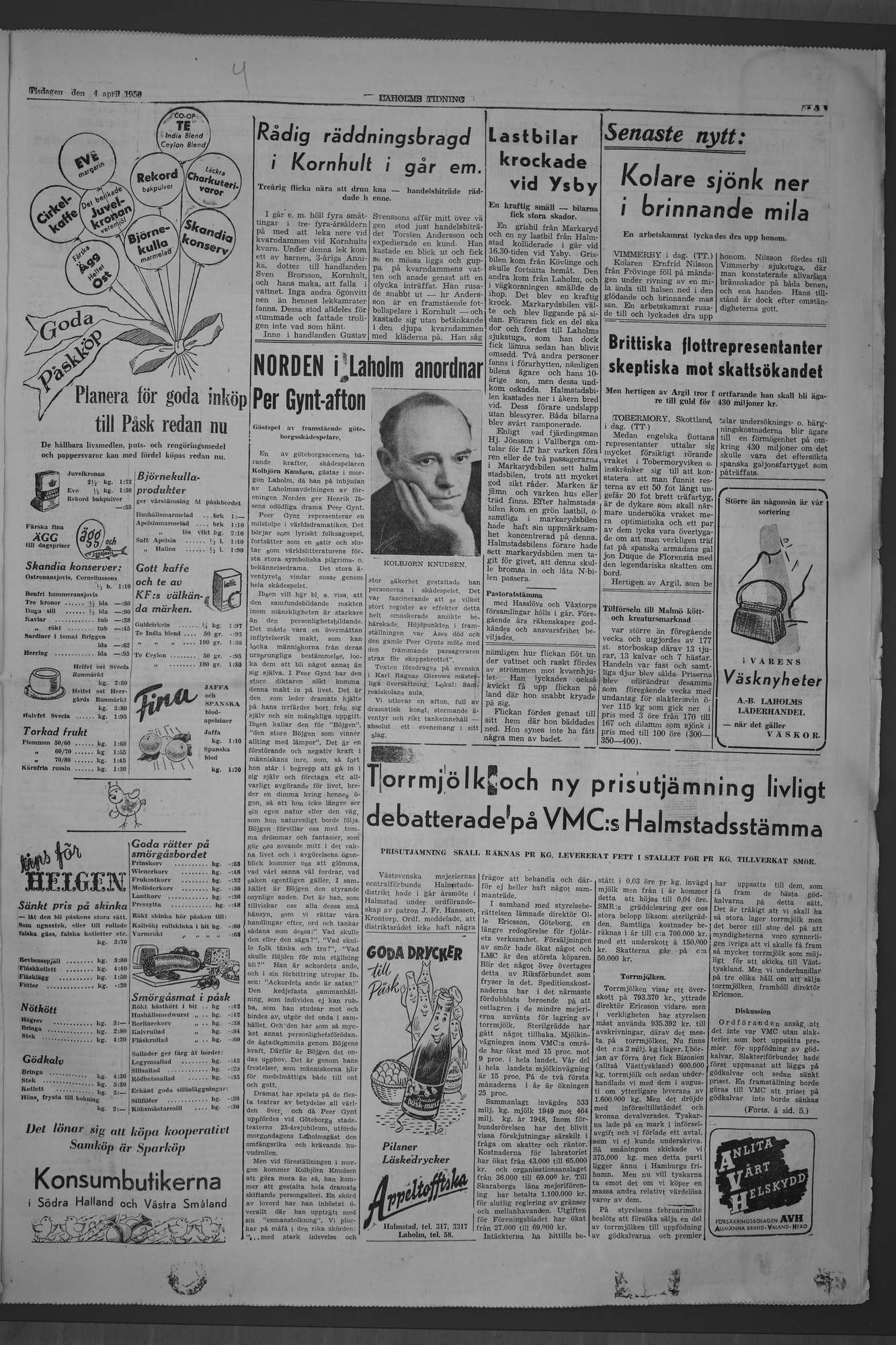 Laholms Tidning Tisdag 4 april 1950, sida 3
