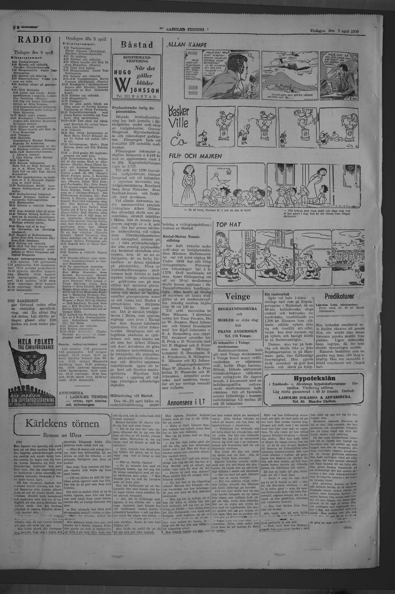 Laholms Tidning Tisdag 4 april 1950, sida 6