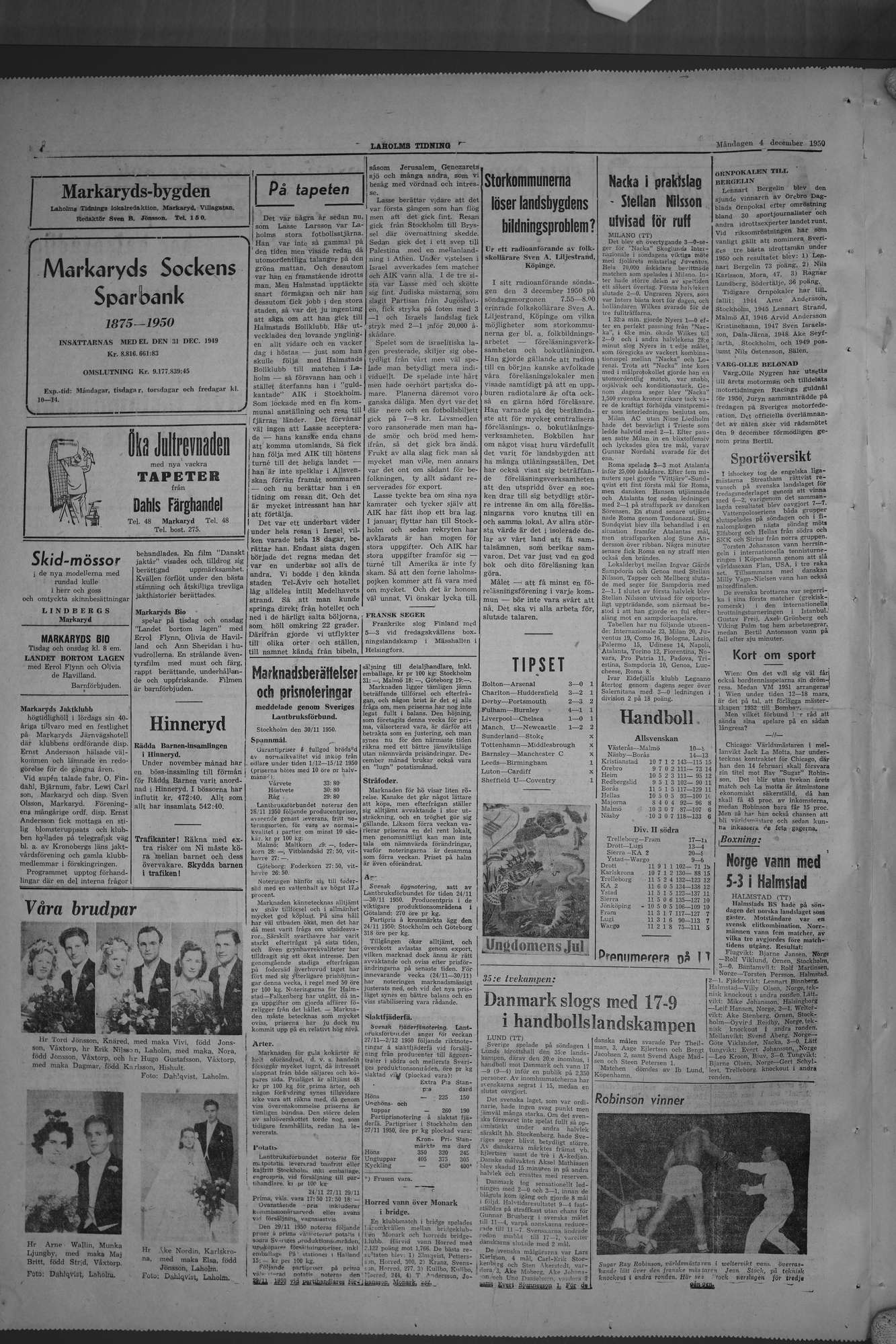Laholms Tidning Måndag 4 december 1950, sida 4