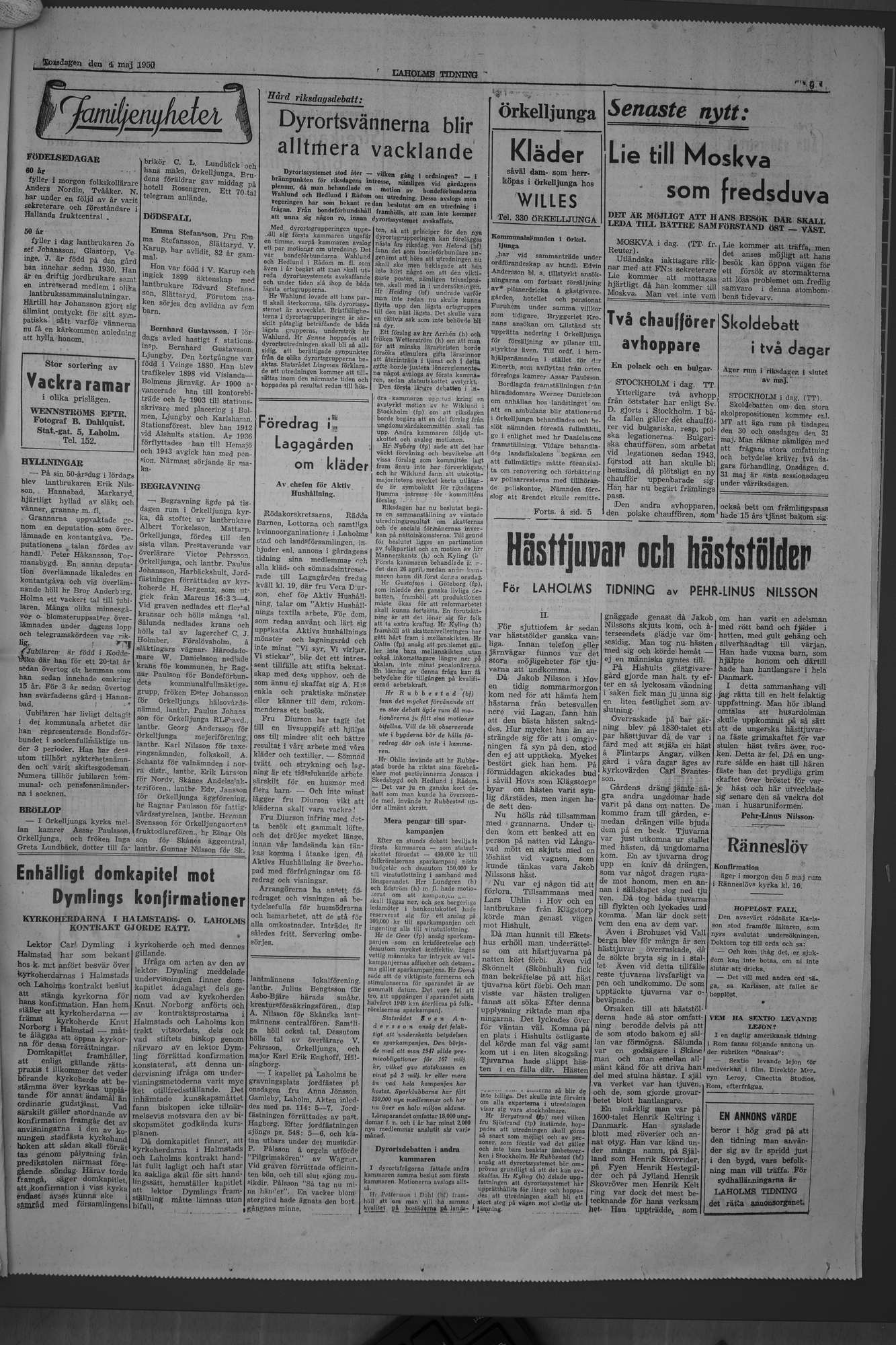 Laholms Tidning Torsdag 4 maj 1950, sida 3