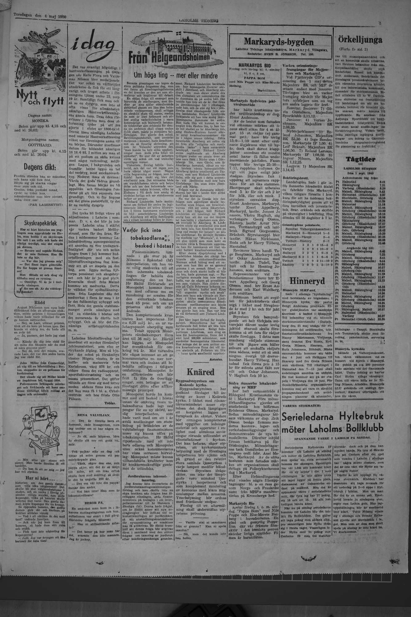 Laholms Tidning Torsdag 4 maj 1950, sida 5