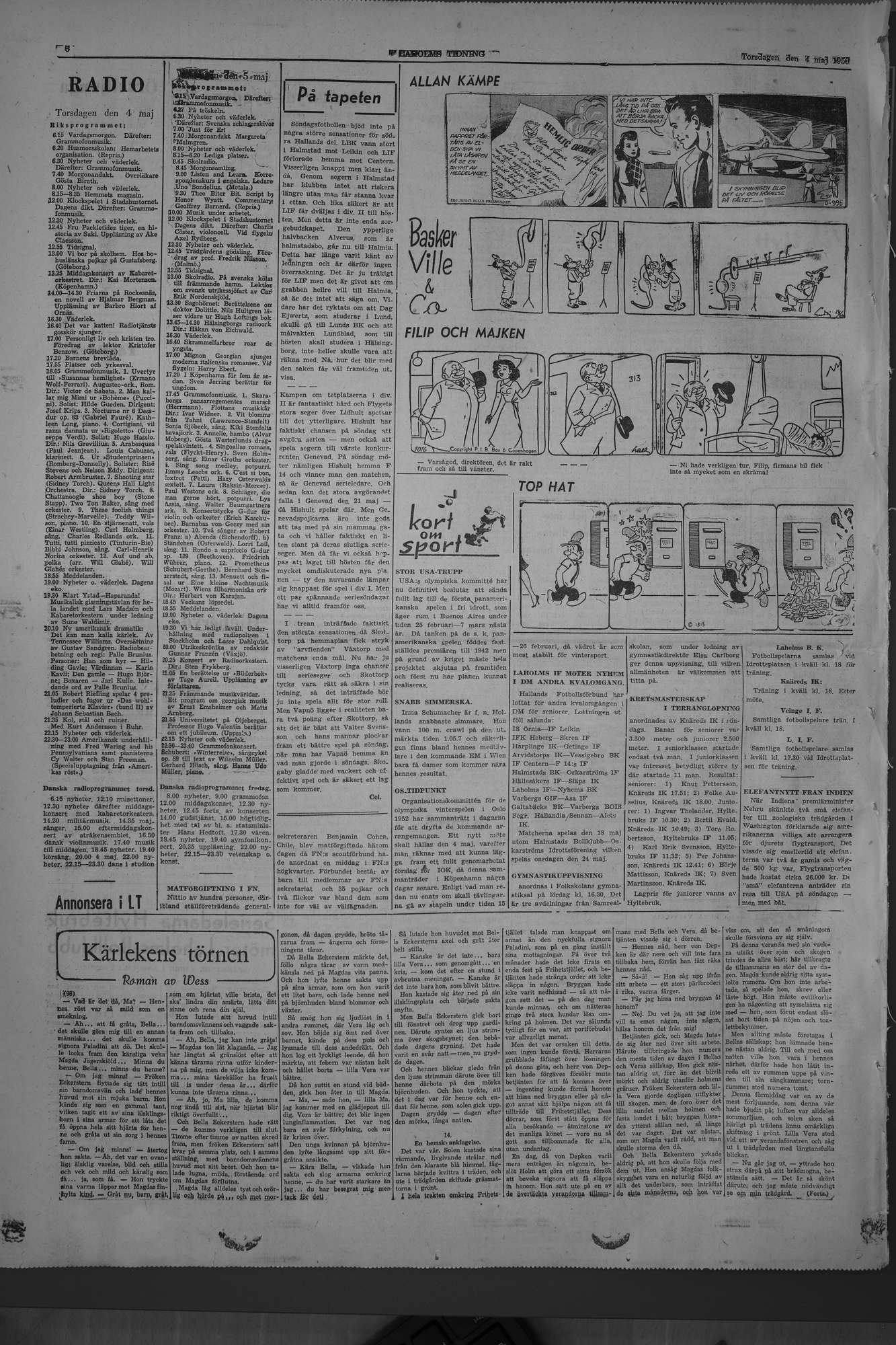 Laholms Tidning Torsdag 4 maj 1950, sida 6