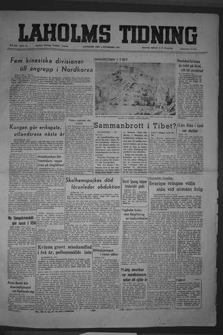 Förstasidan, Lördag 4 november 1950