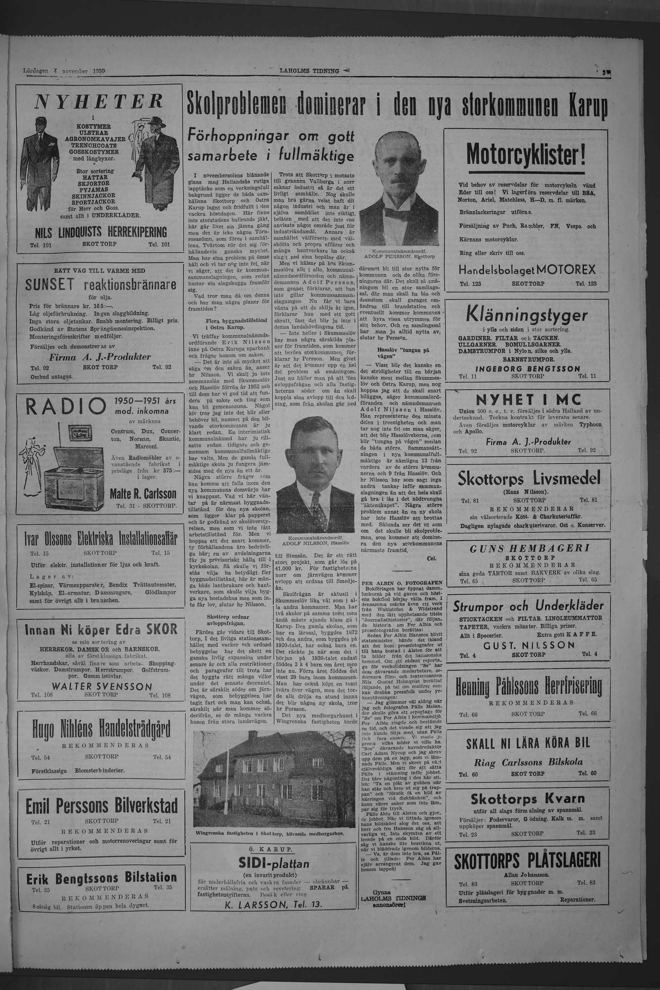 Laholms Tidning Lördag 4 november 1950, sida 5