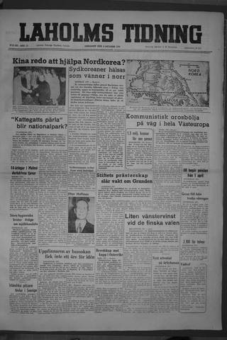 Förstasidan, Onsdag 4 oktober 1950