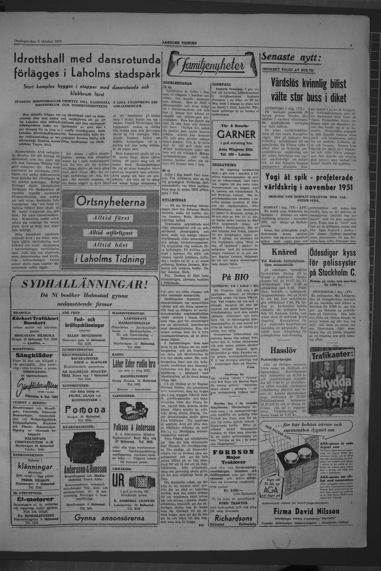 Laholms Tidning Onsdag 4 oktober 1950, sida 3