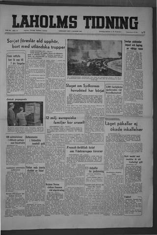 Förstasidan, Lördag 5 augusti 1950