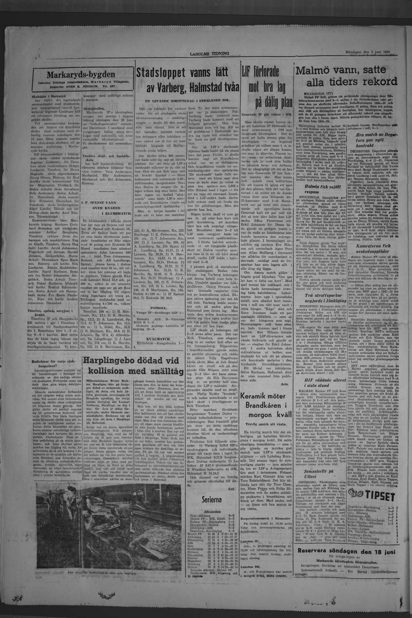 Laholms Tidning Måndag 5 juni 1950, sida 4