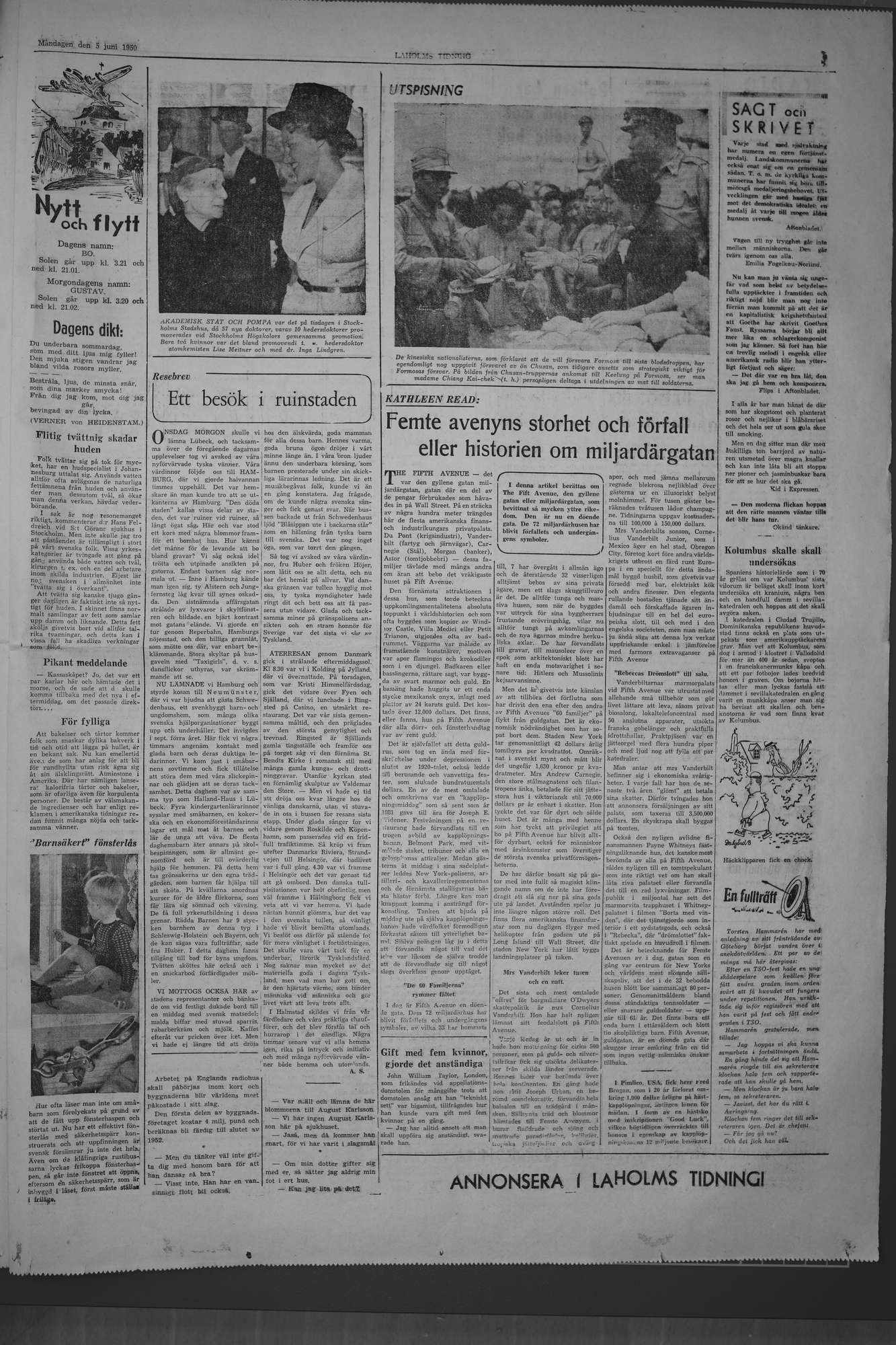 Laholms Tidning Måndag 5 juni 1950, sida 5