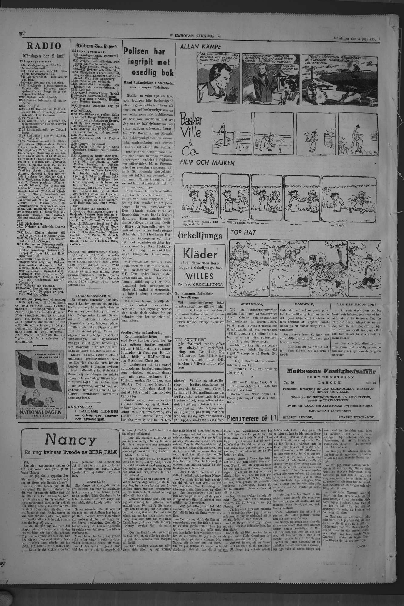 Laholms Tidning Måndag 5 juni 1950, sida 6
