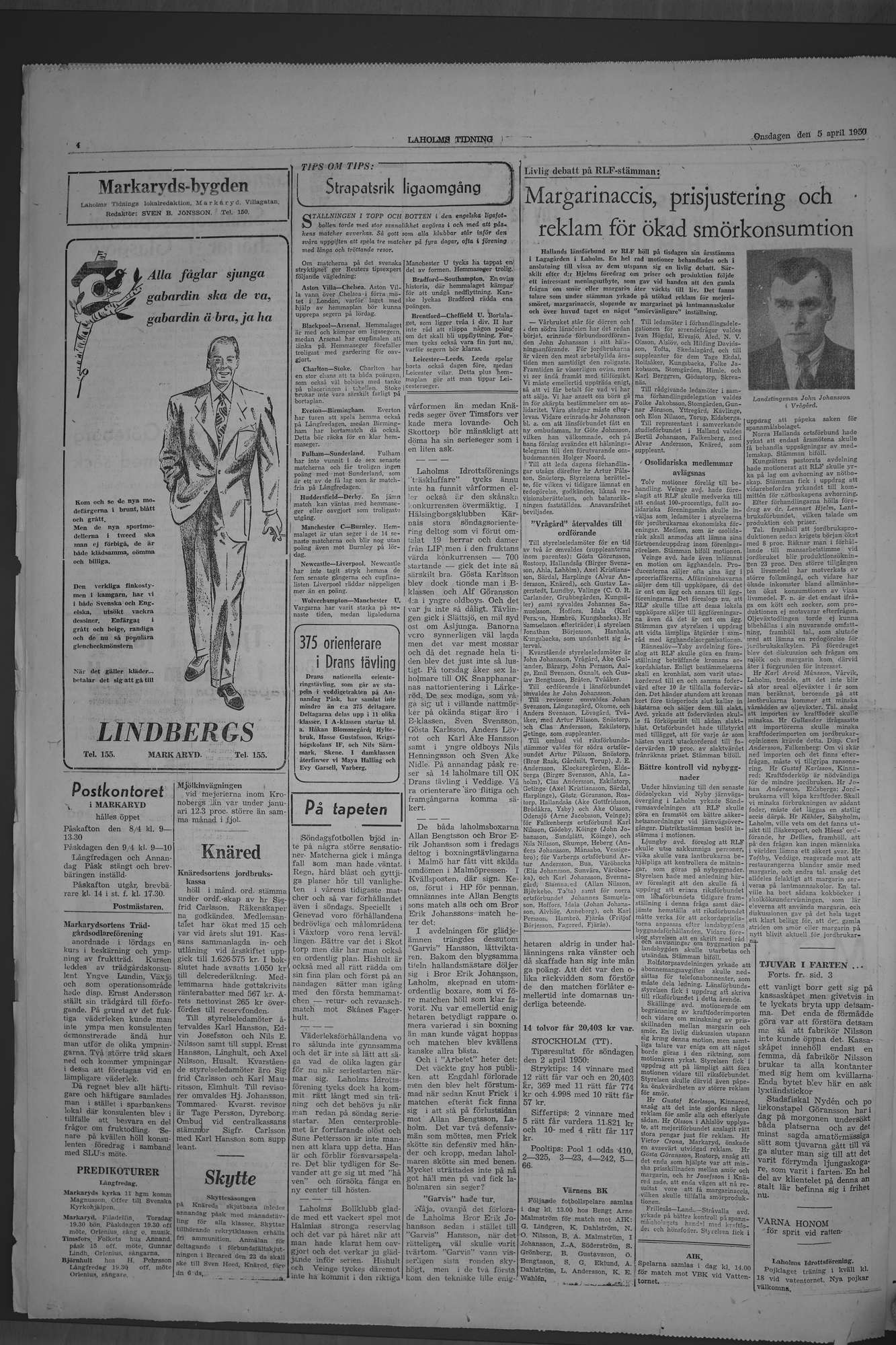 Laholms Tidning Onsdag 5 april 1950, sida 4