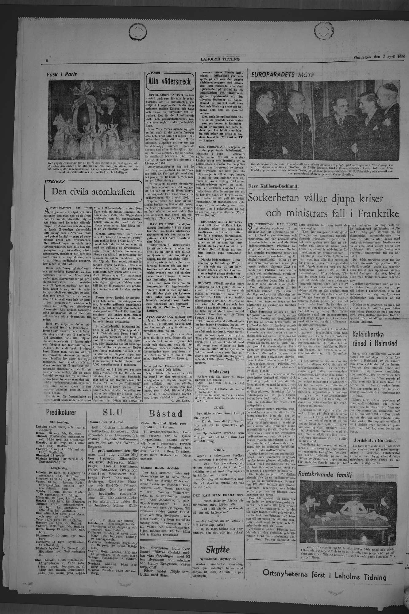 Laholms Tidning Onsdag 5 april 1950, sida 6