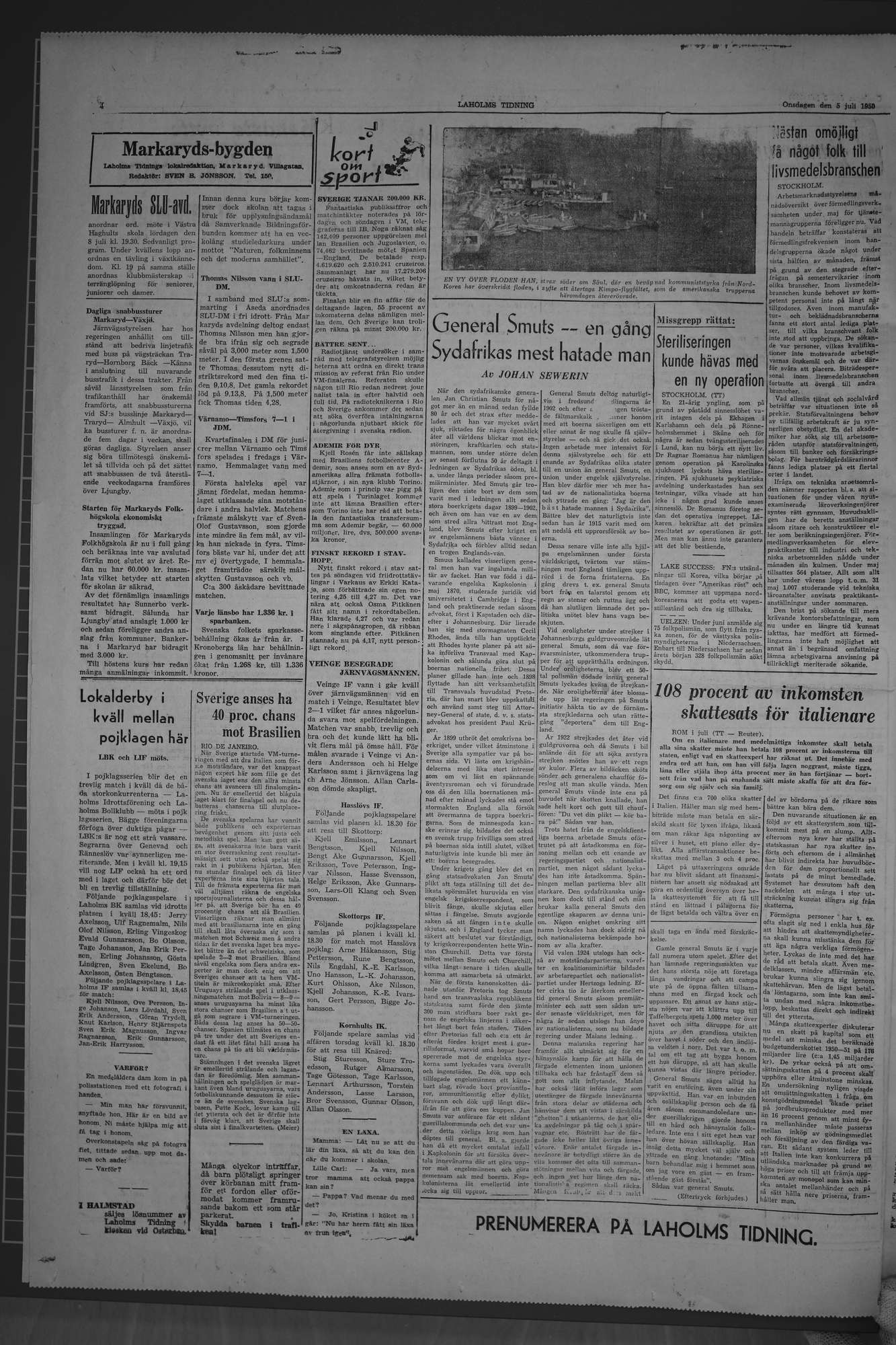 Laholms Tidning Onsdag 5 juli 1950, sida 4