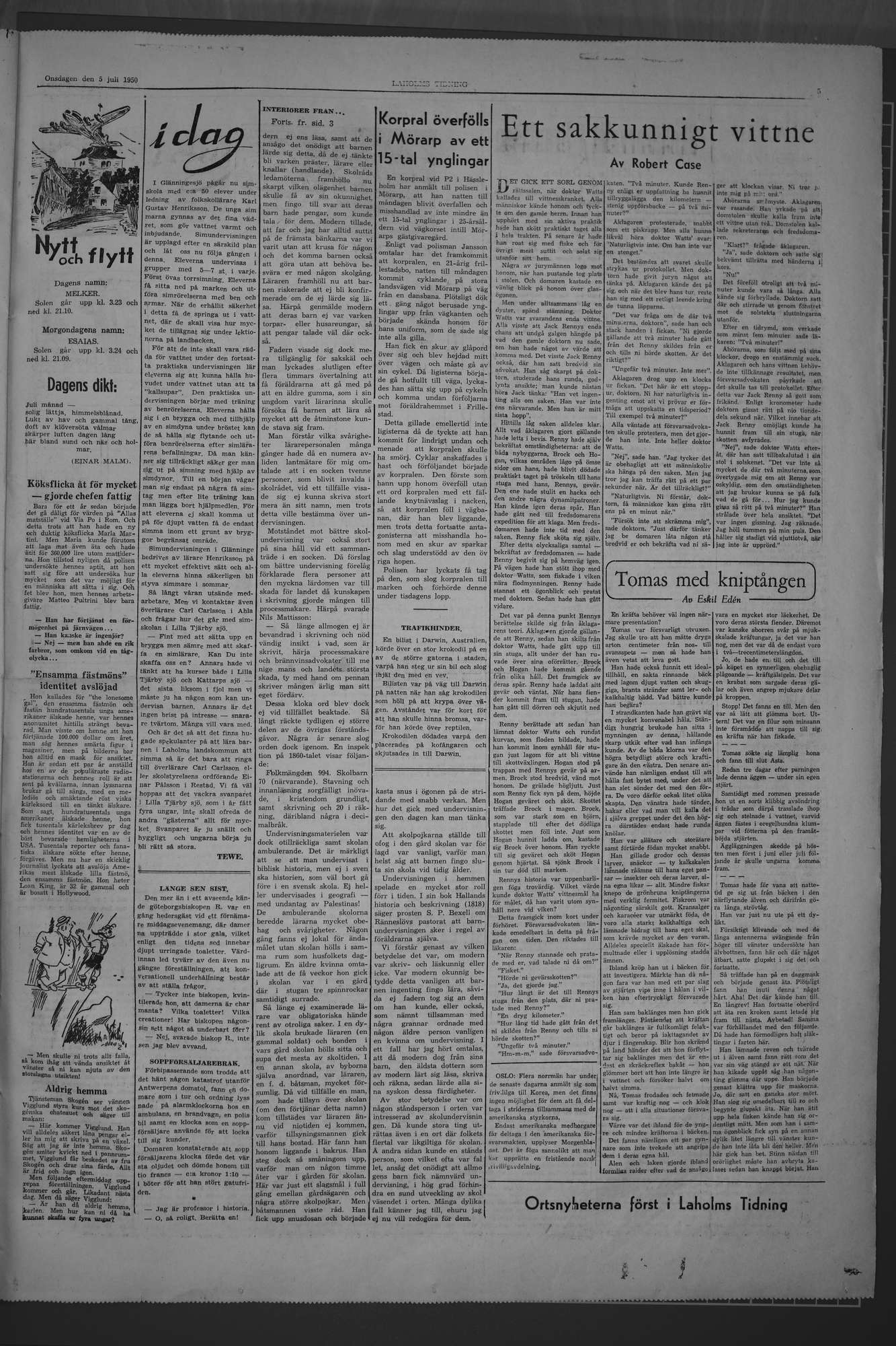 Laholms Tidning Onsdag 5 juli 1950, sida 5