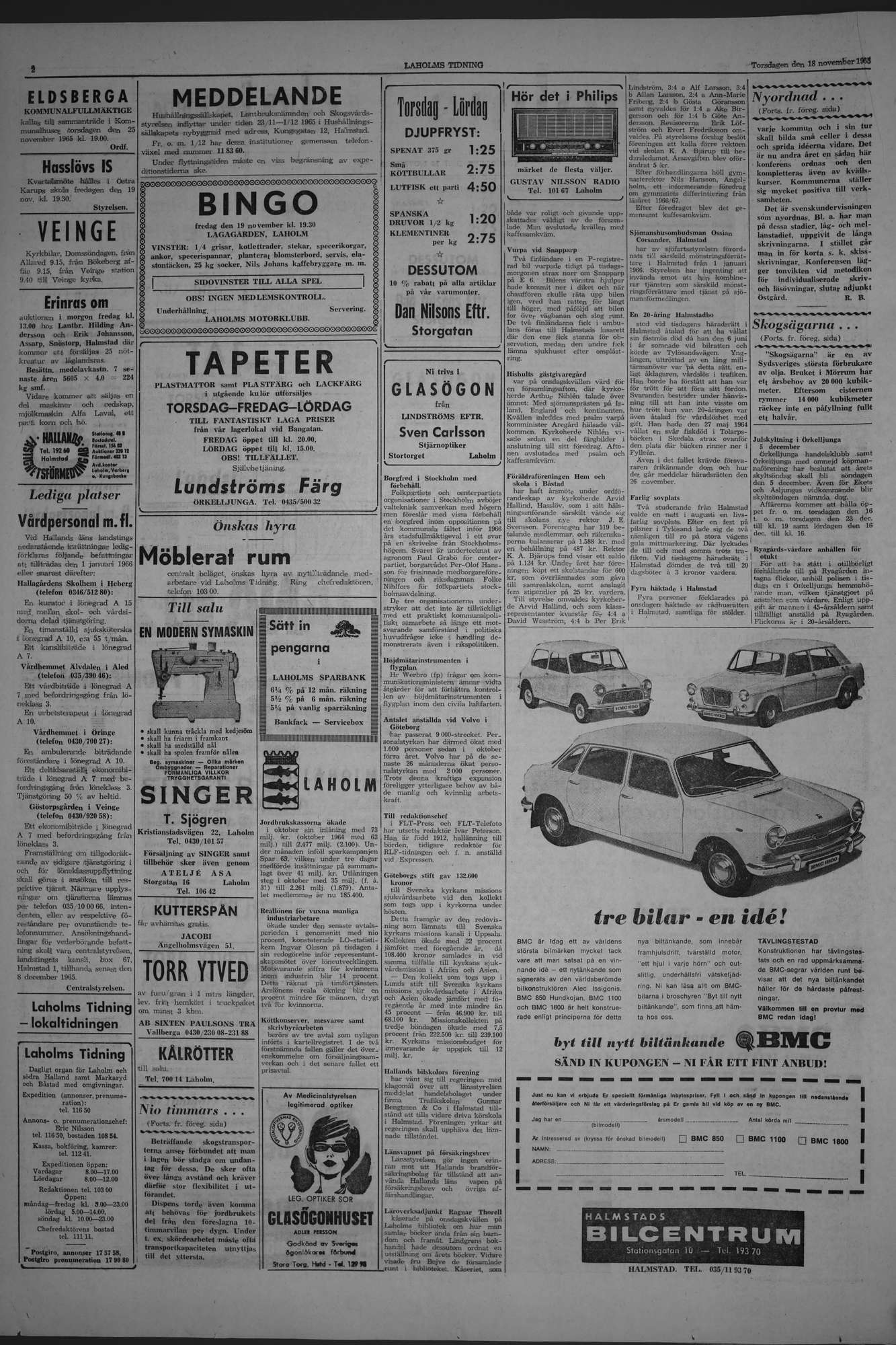 Laholms Tidning Torsdag 18 november 1965, sida 2